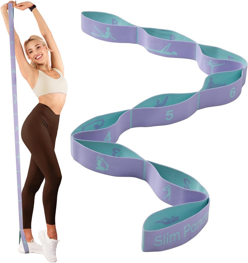 Slim Panda Stretch Strap, Dance Stretch Bands Flexibility, Elastic Yoga Stretching Strap with 9 Loops for Physical Therapy, Pilates, Yoga, Ballet, Gymnastics Stretching Bands for Exercise - Image 1